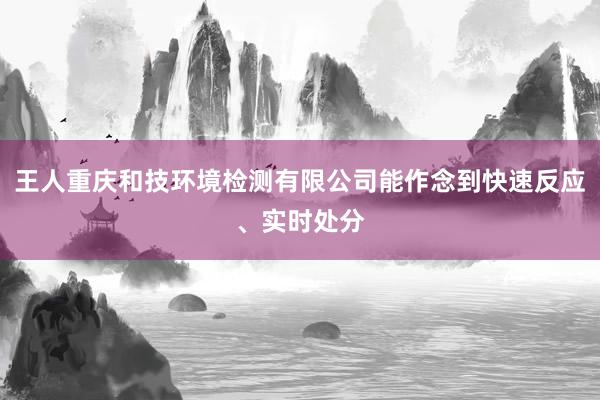 王人重庆和技环境检测有限公司能作念到快速反应、实时处分
